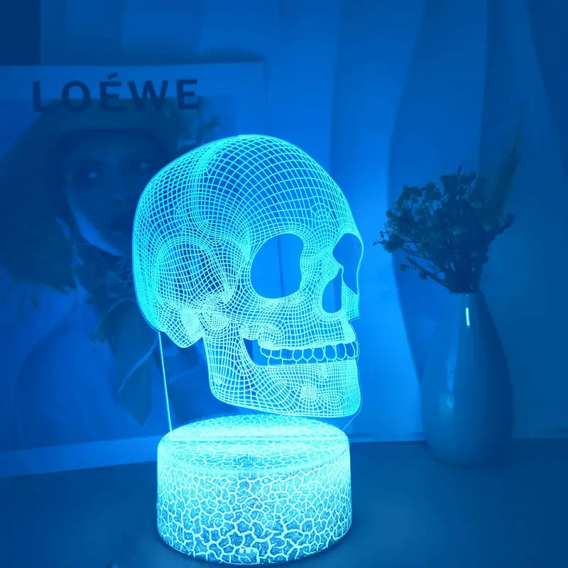 Skull 3D Nightlight - 16 colours, White crackle
