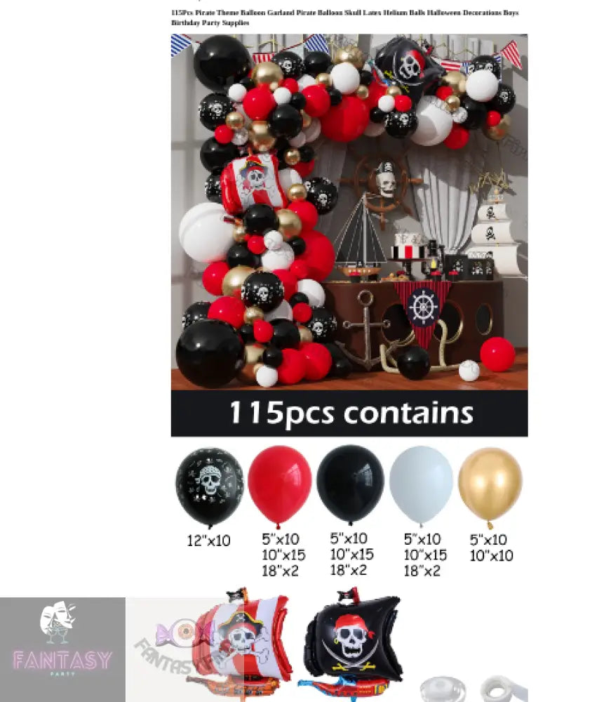 11 Piece Pirate Skull Balloons