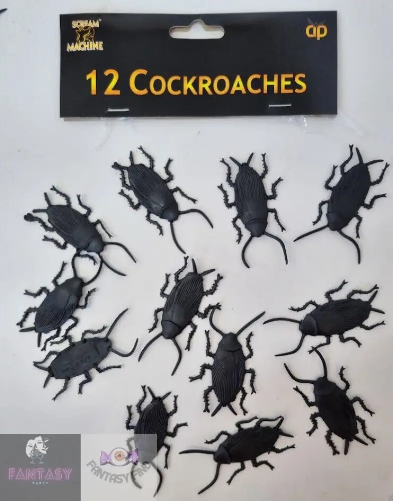 12Pk Halloween Fake Bugs Creatures - Choice Of Insect Cockroaches