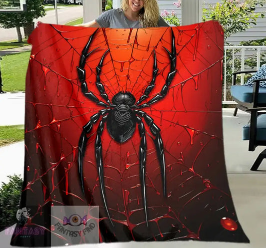 1Pc Cozy Blood Halloween Spider Web Print Blanket