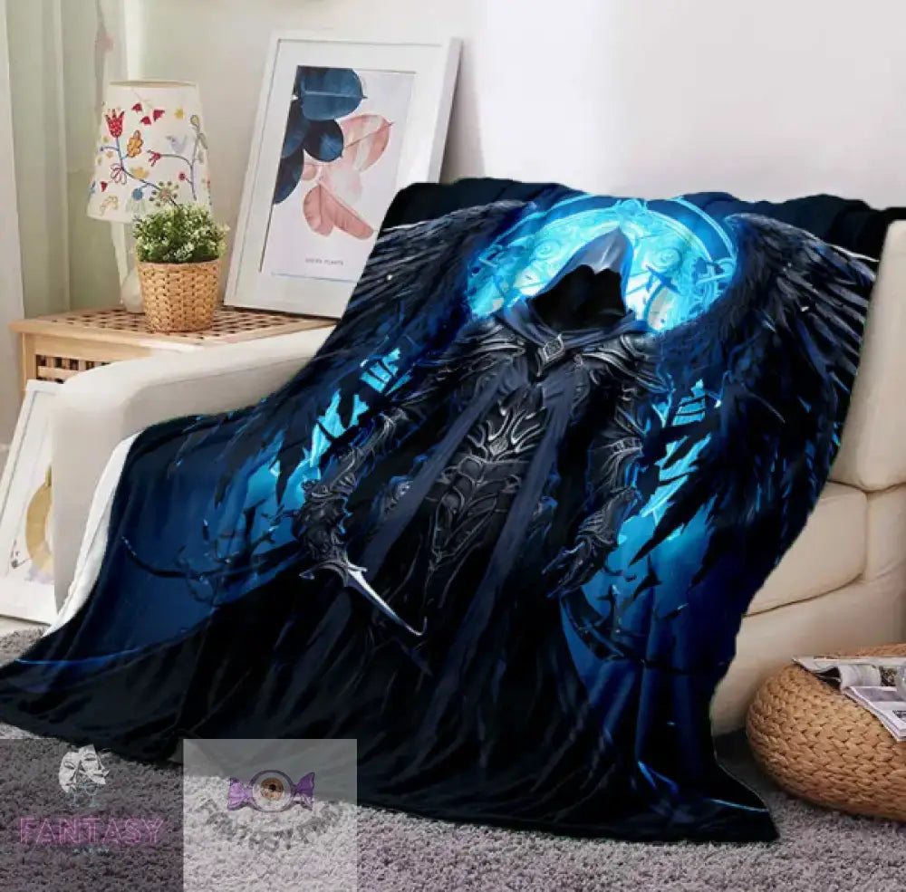 1Pc Cozy Night Reaper Print Blanket - Sizes