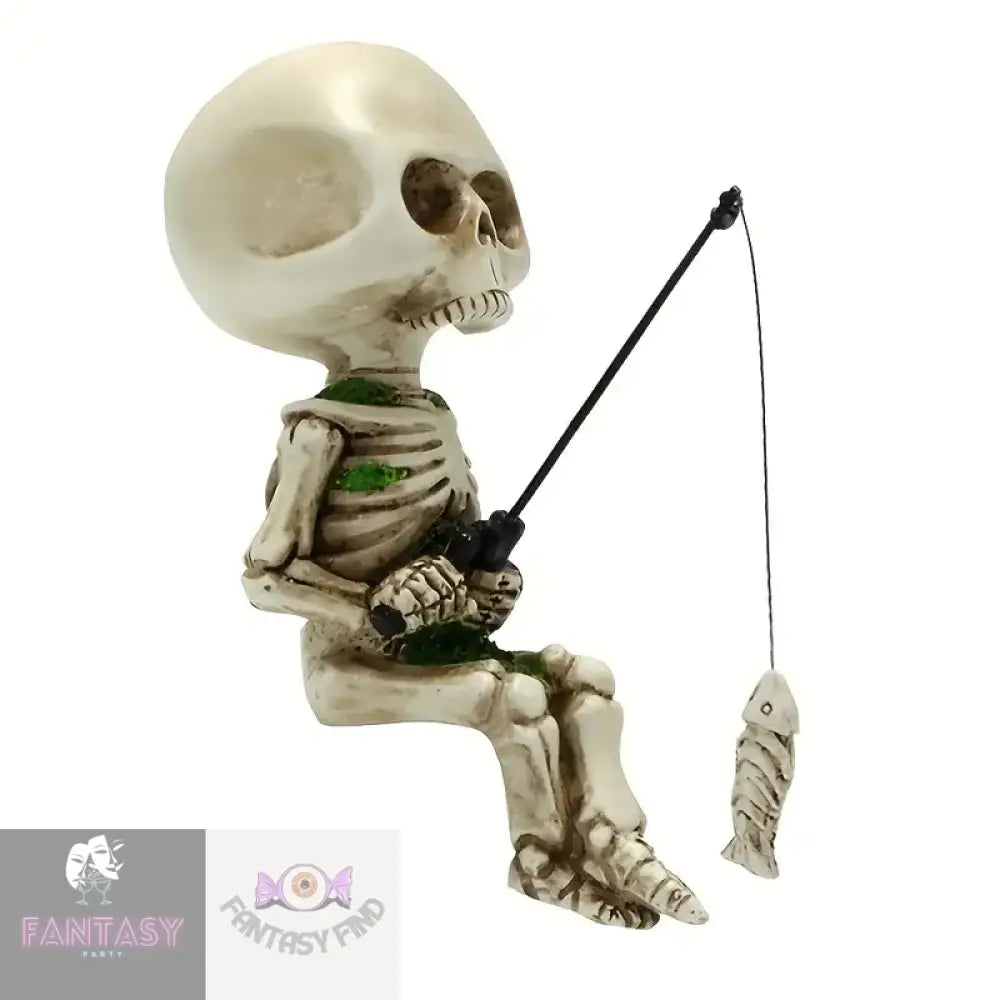 1Pc Resin Skull Fishing Statue