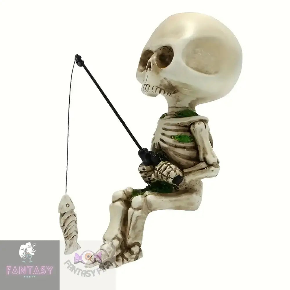 1Pc Resin Skull Fishing Statue