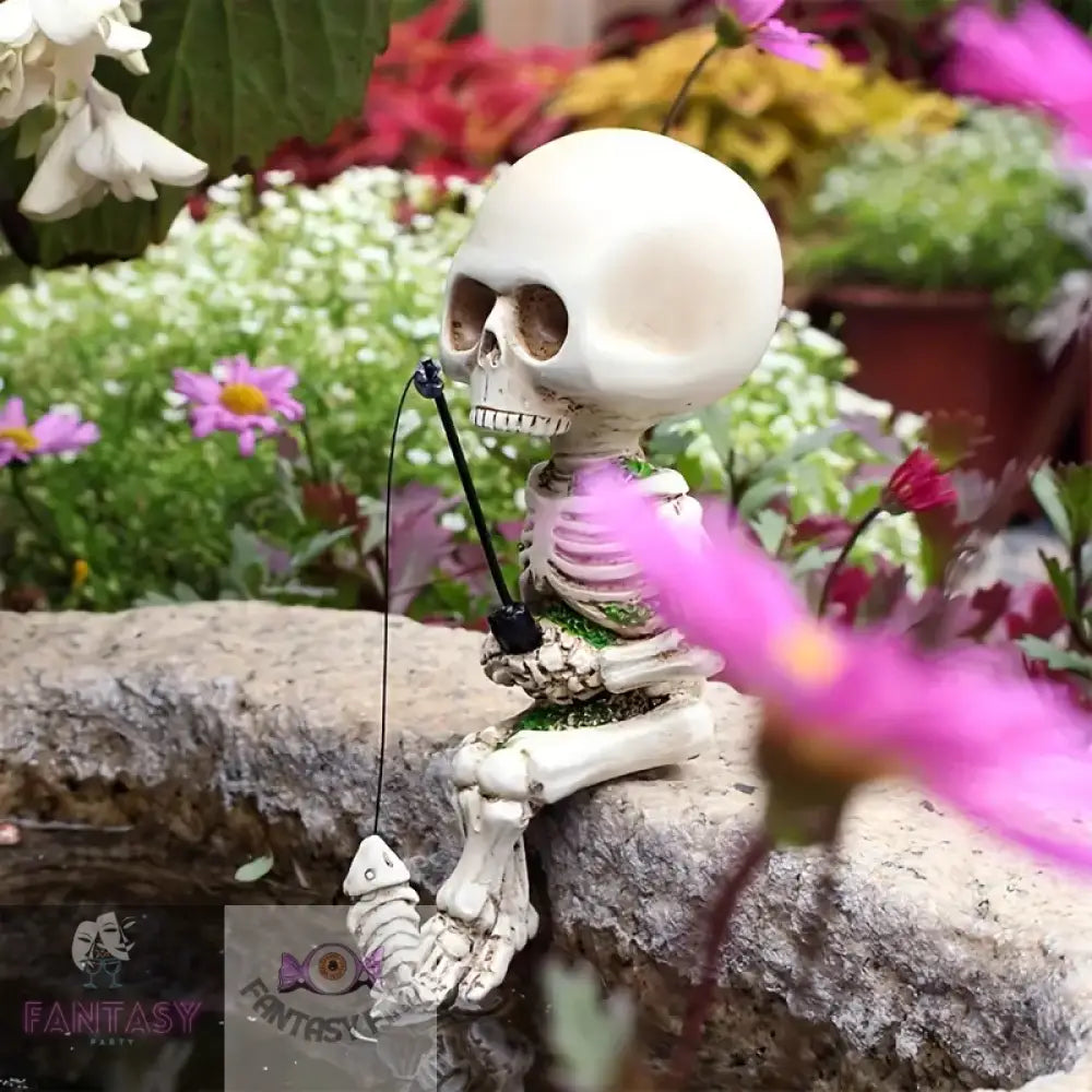 1Pc Resin Skull Fishing Statue