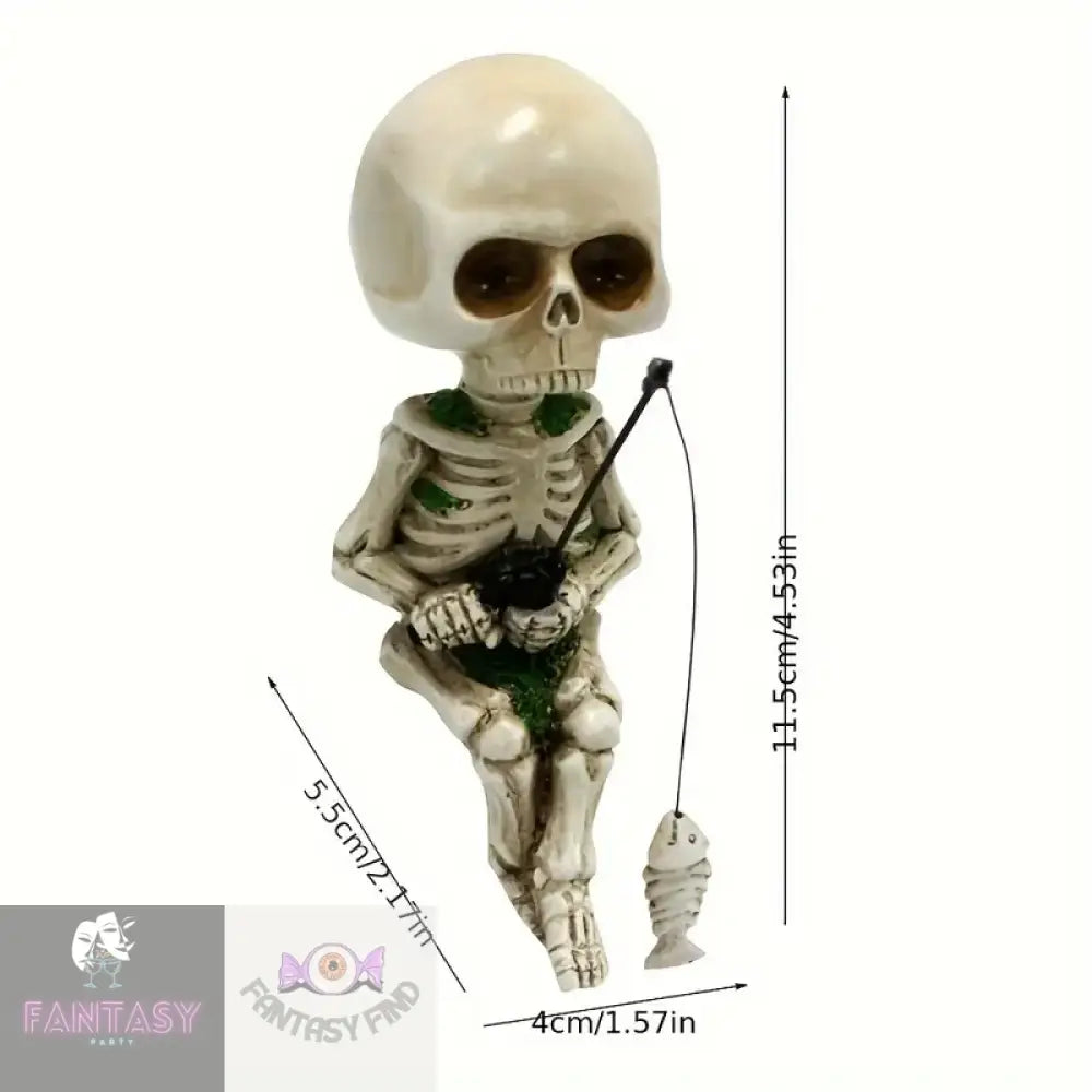 1Pc Resin Skull Fishing Statue