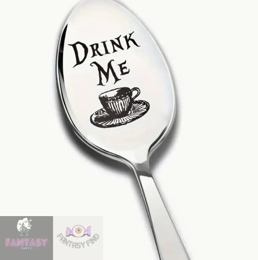 1X Engraved Stainless Steel Spoon - Drink Me