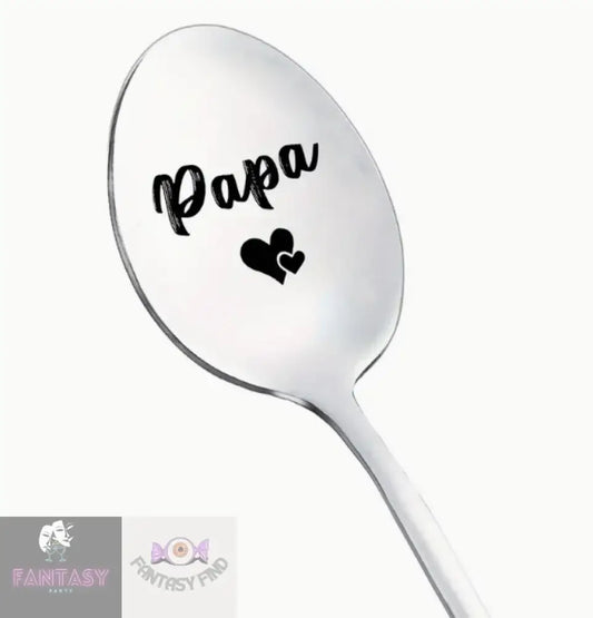 1X Engraved Stainless Steel Spoon - Papa