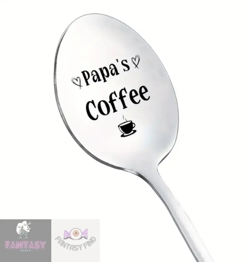 1X Engraved Stainless Steel Spoon - Papa’s Coffee