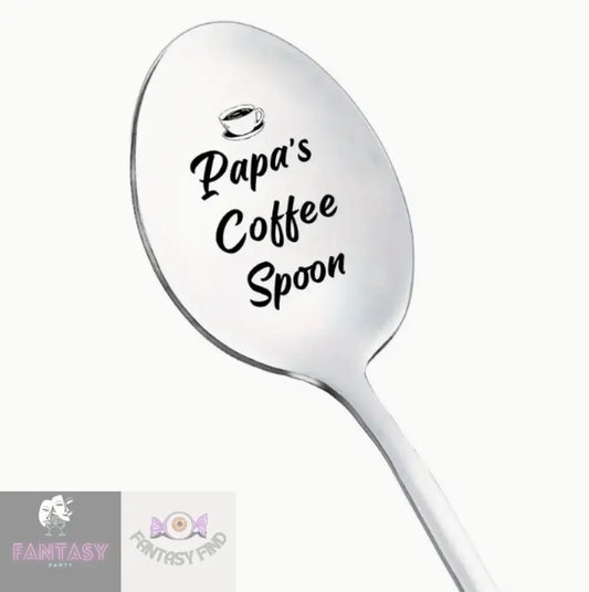 1X Engraved Stainless Steel Spoon - Papa’s Coffee 2