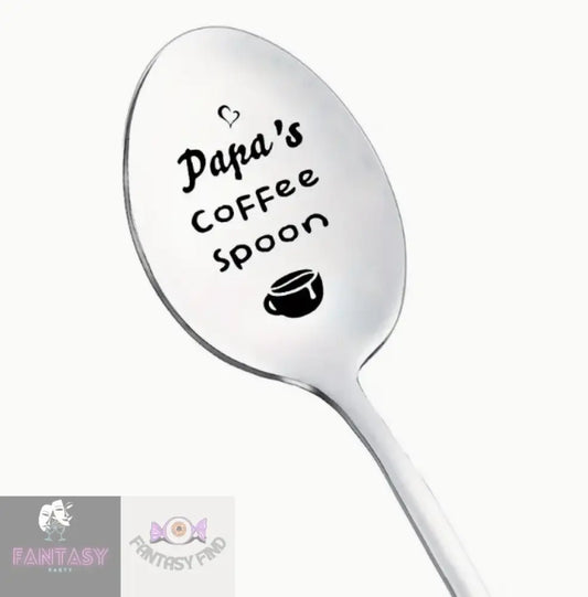 1X Engraved Stainless Steel Spoon - Papa’s Coffee