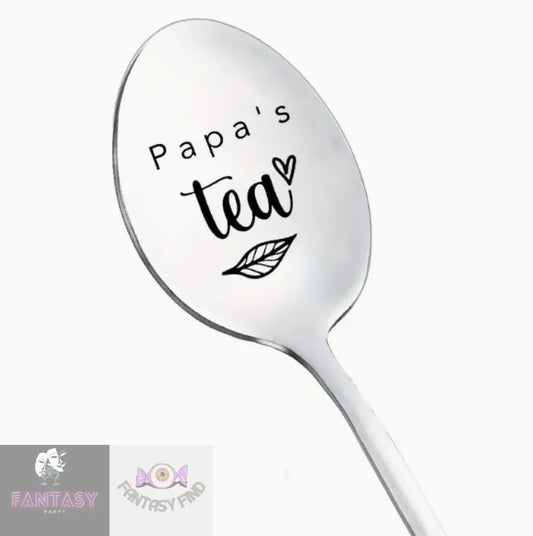 1X Engraved Stainless Steel Spoon - Papa’s Tea