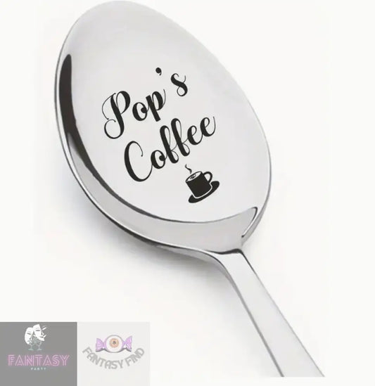 1X Engraved Stainless Steel Spoon - Pop’s Coffee