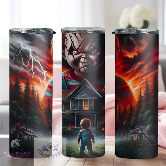 20Oz Halloween Chucky Stainless Steel Insulated Tumbler With Straw