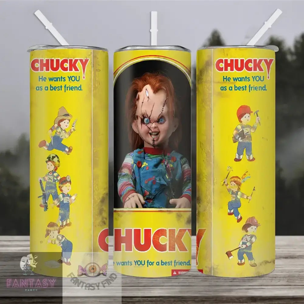 20Oz Halloween Chucky Stainless Steel Insulated Tumbler With Straw