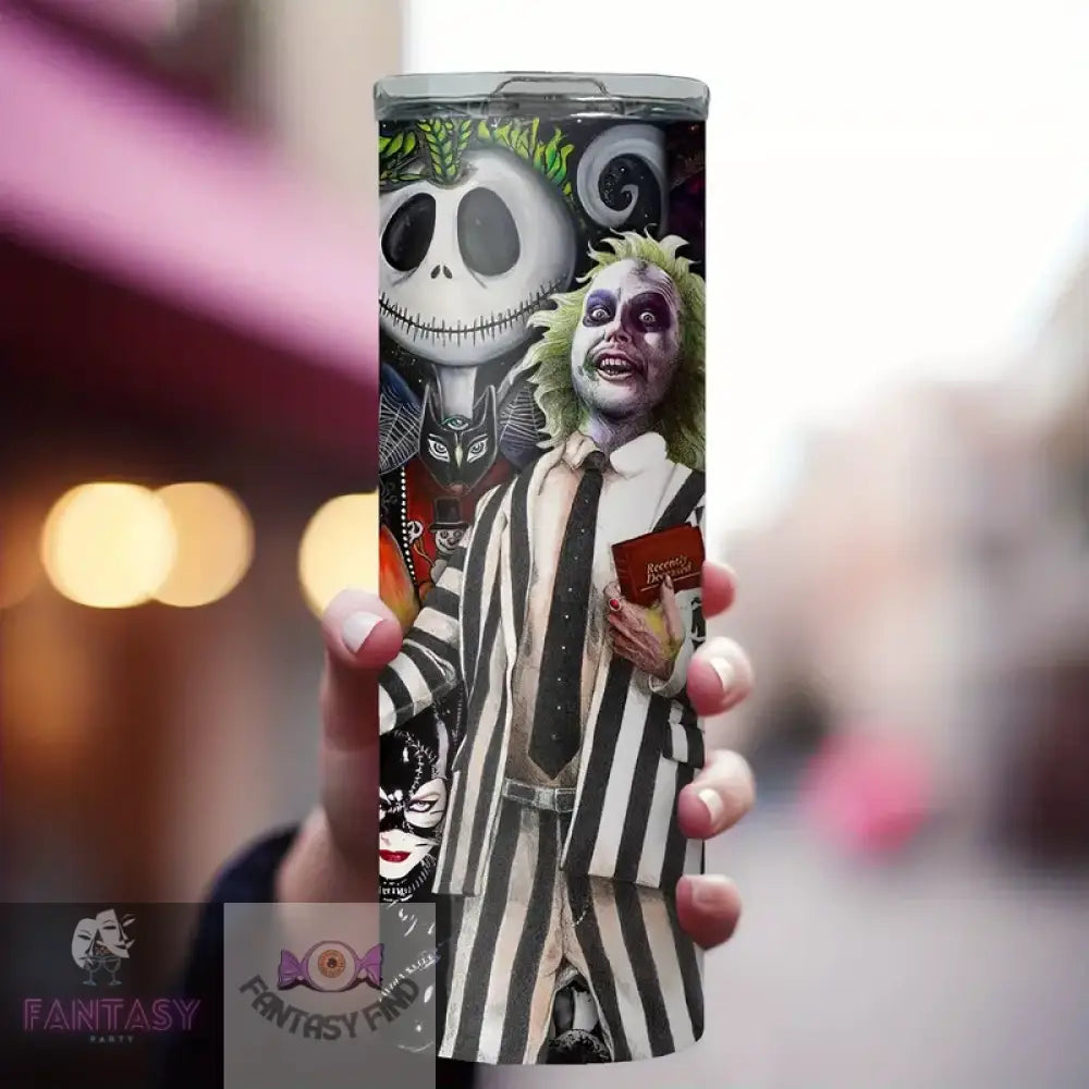 20Oz Halloween Disney Tumbler With Tim Burton’s Characters Straw