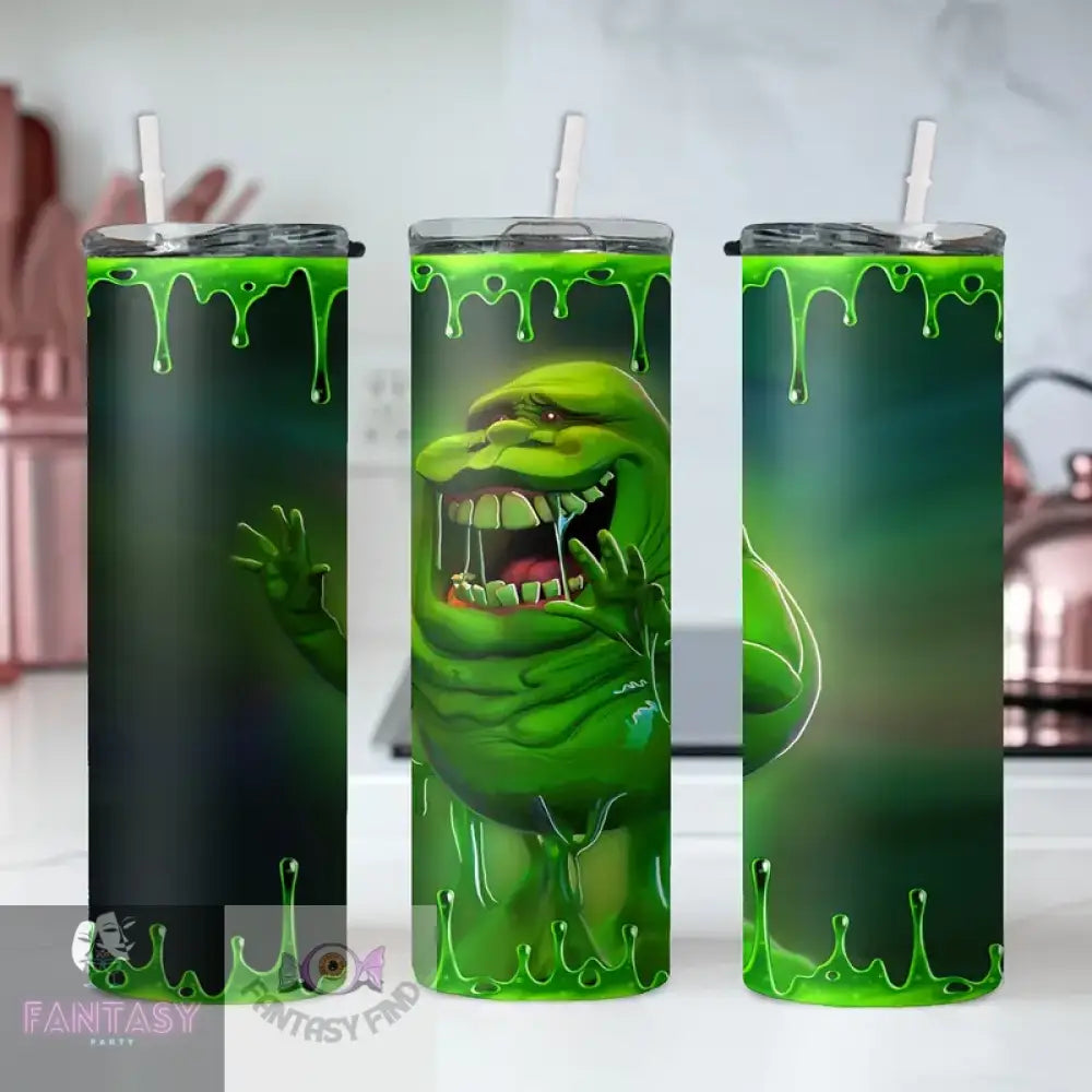 20Oz Halloween Ghost Print Stainless Steel Tumbler With Straw