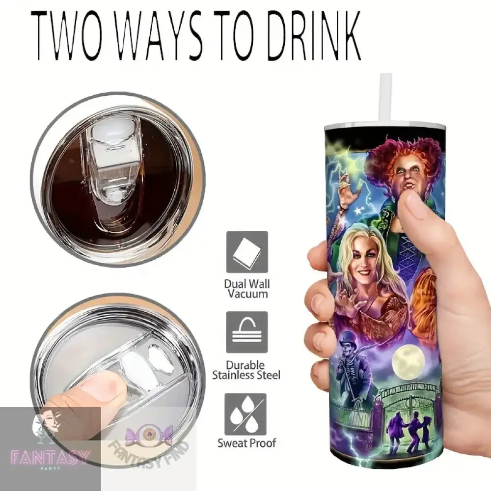 20Oz Hocus Pocus Themed Stainless Steel Tumbler - Sanderson Sisters Print