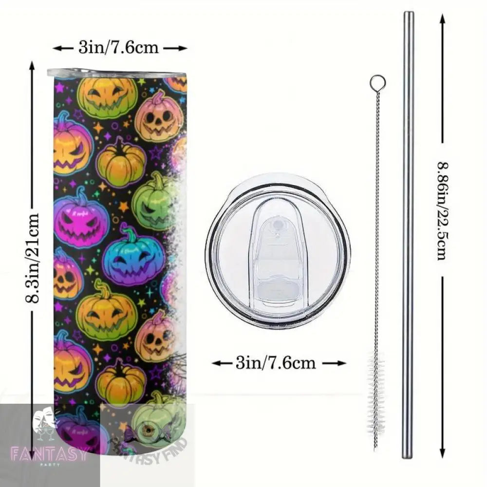 20Oz Spooky Mama Theme Stainless Steel Tumbler With Lid & Straw