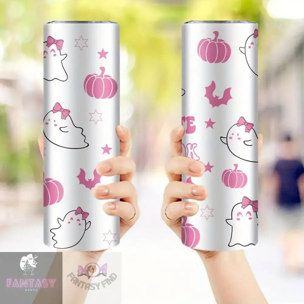 20Oz Spooky ’Too Cute To Spook’ Pumpkins Theme Stainless Steel Tumbler With Lid & Straw