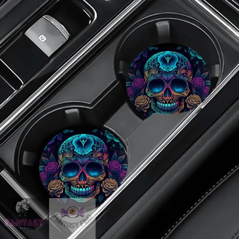 2Pcs Skull Head Car Cup Holder - Multi Colour