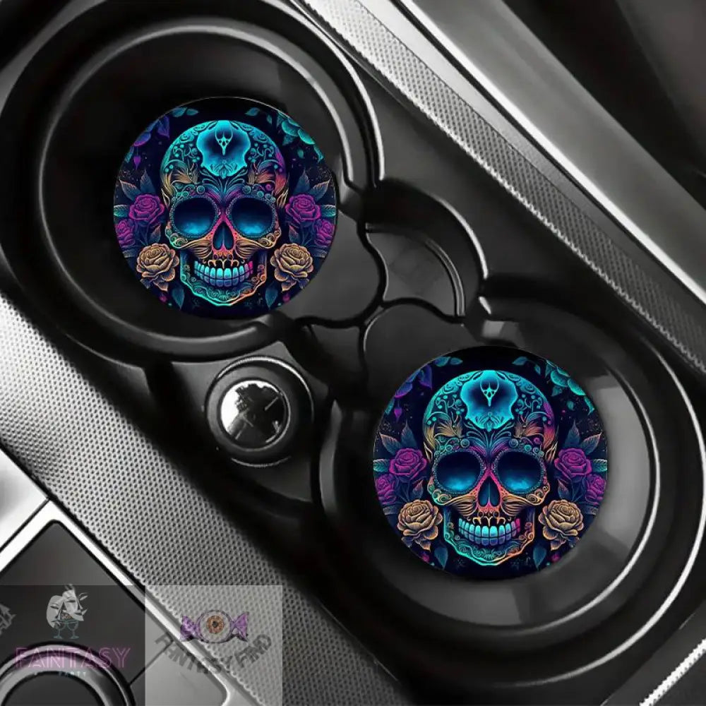 2Pcs Skull Head Car Cup Holder - Multi Colour