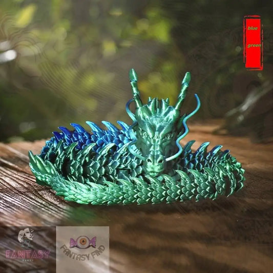 3D-Printed Dragon Ornament - Chinese (Blue-Green)