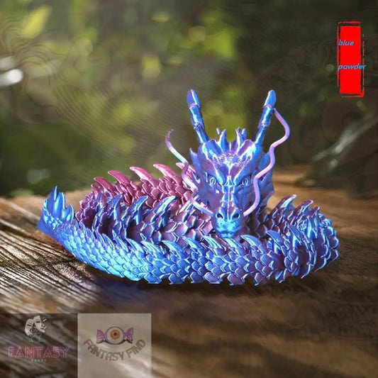 3D-Printed Dragon Ornament - Chinese (Blue Red)