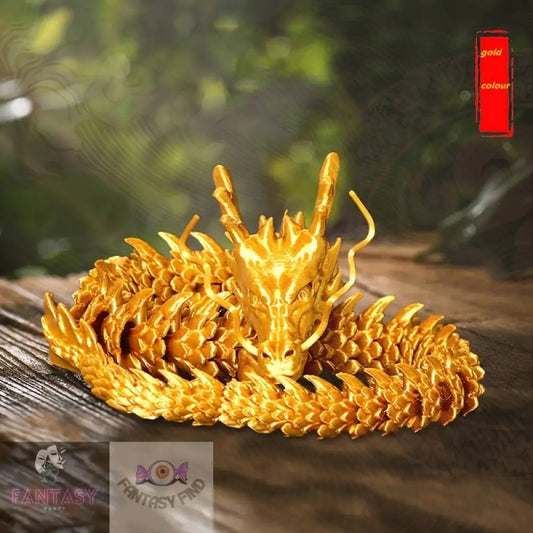 3D-Printed Dragon Ornament - Chinese (Gold)