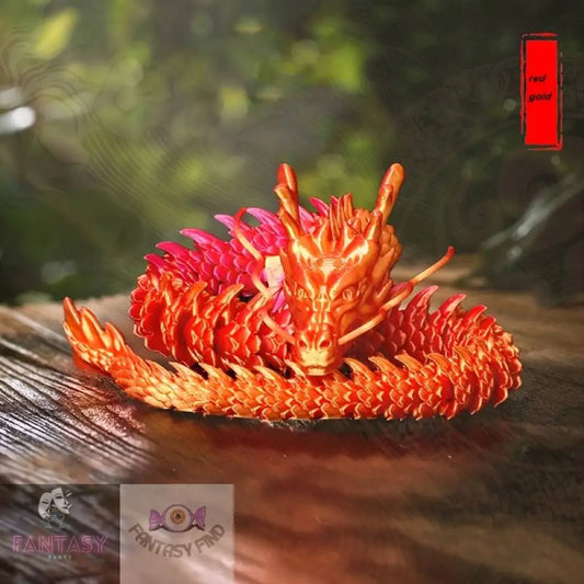 3D-Printed Dragon Ornament - Chinese (Red Gold)