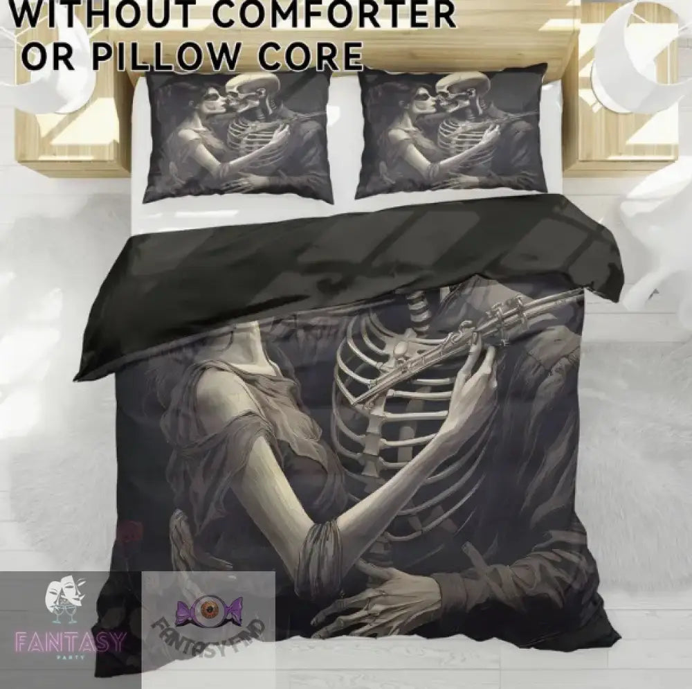 3Pcs Polyester Skull And Beauty Print Duvet Cover Set - Sizes