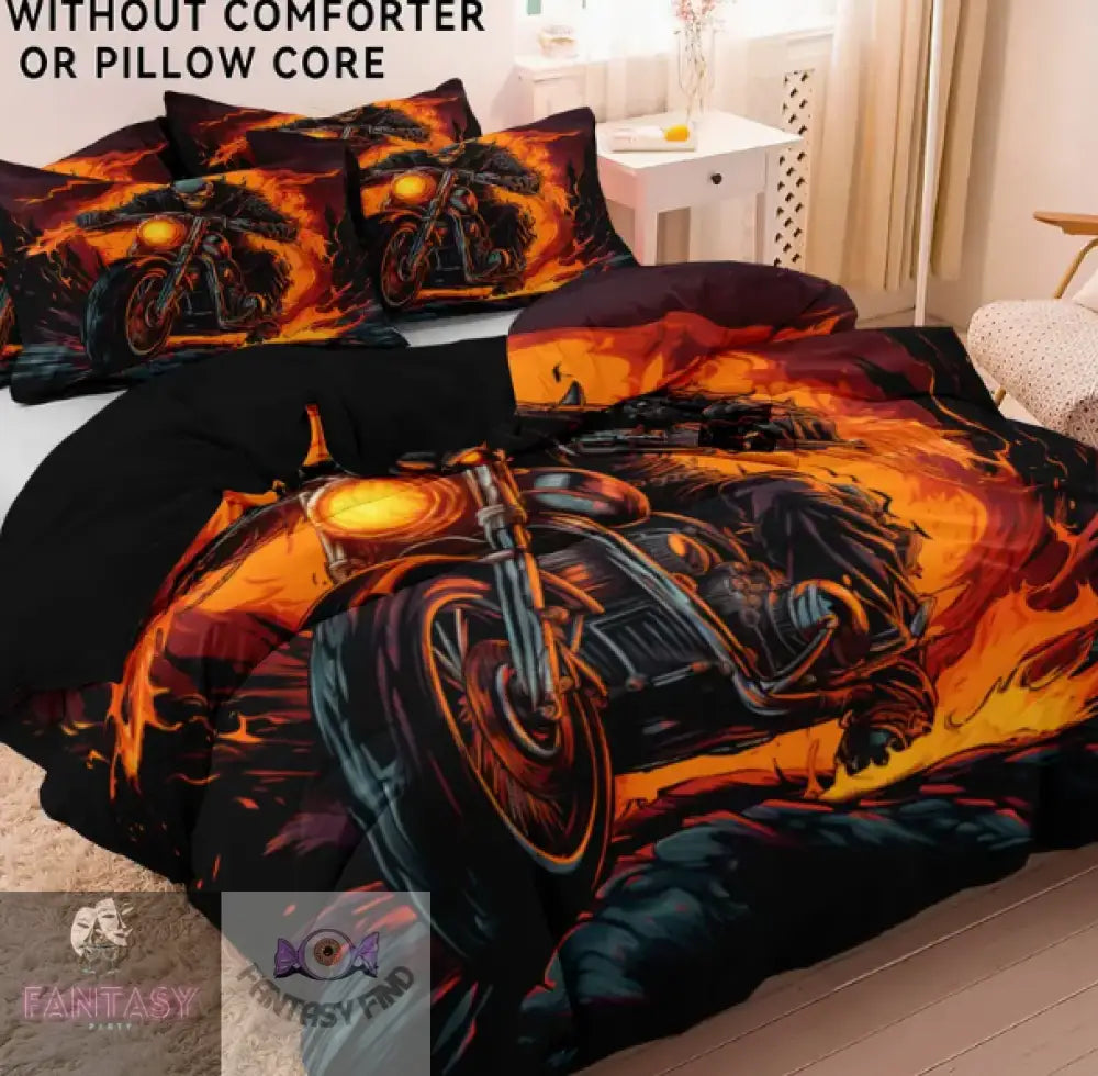 3Pcs Polyester Skull Knight Print Bedding Duvet Cover Set - Sizes