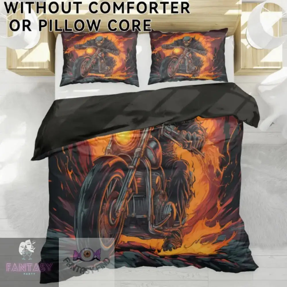 3Pcs Polyester Skull Knight Print Bedding Duvet Cover Set - Sizes