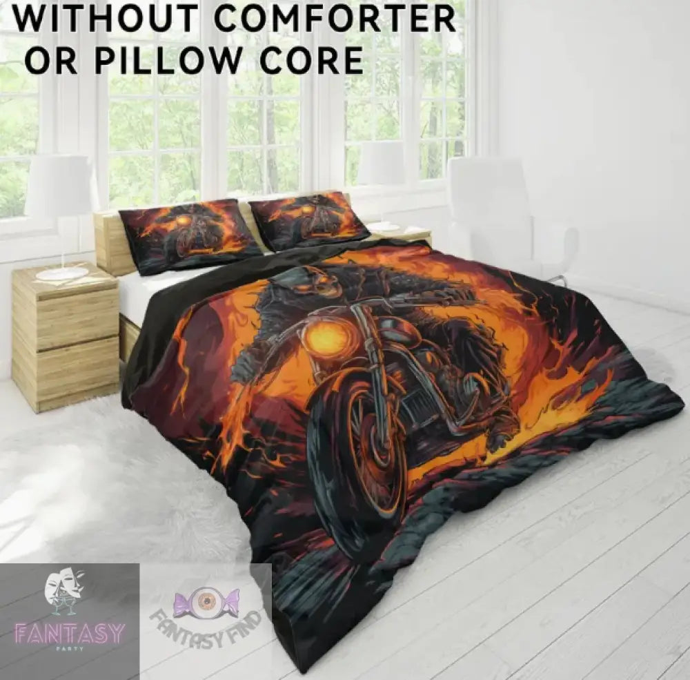 3Pcs Polyester Skull Knight Print Bedding Duvet Cover Set - Sizes