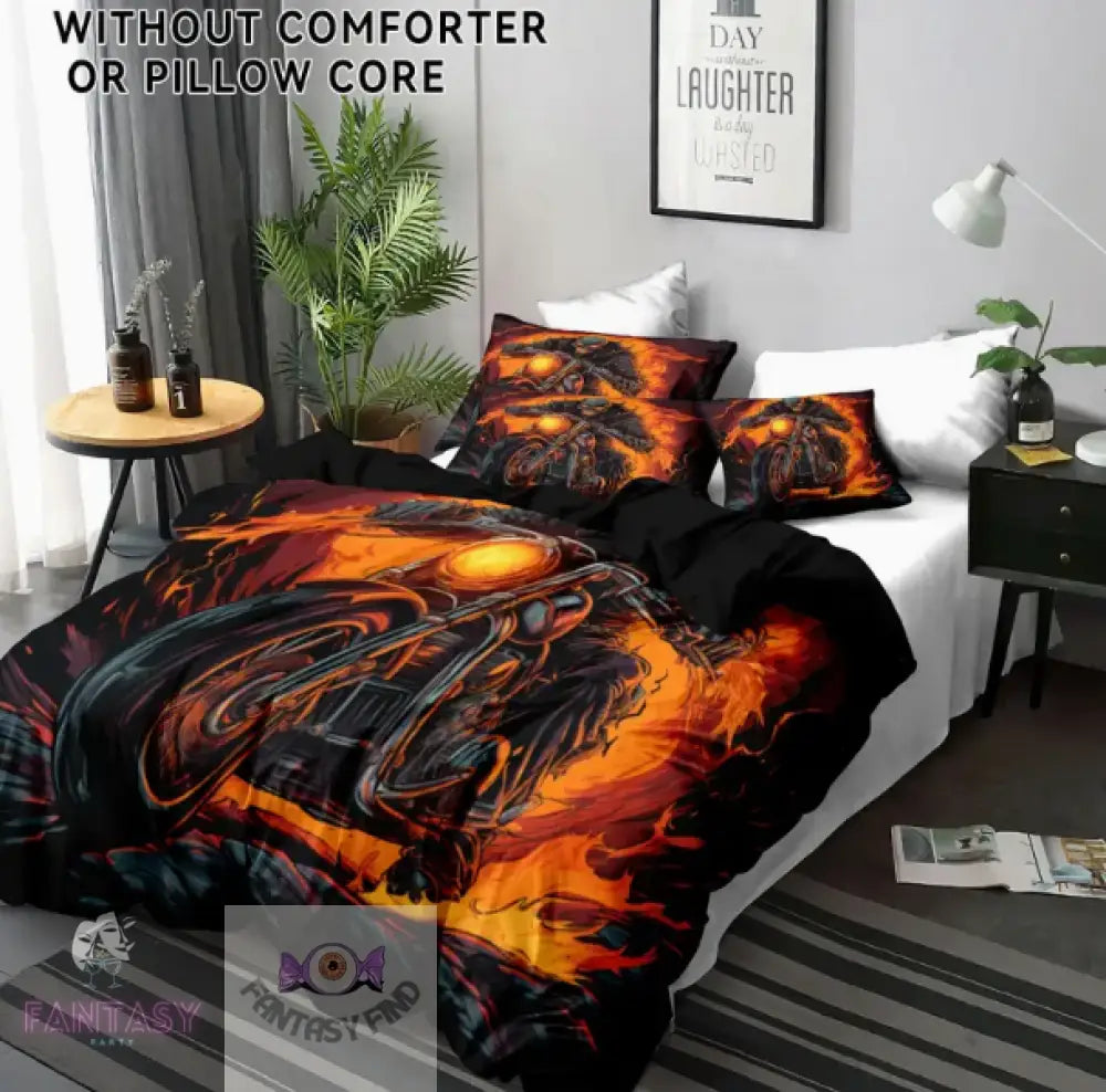 3Pcs Polyester Skull Knight Print Bedding Duvet Cover Set - Sizes