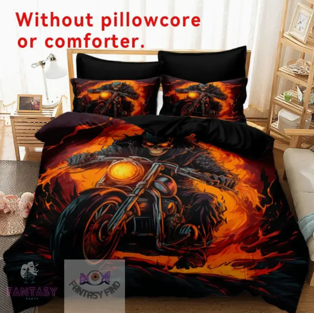 3Pcs Polyester Skull Knight Print Bedding Duvet Cover Set - Sizes