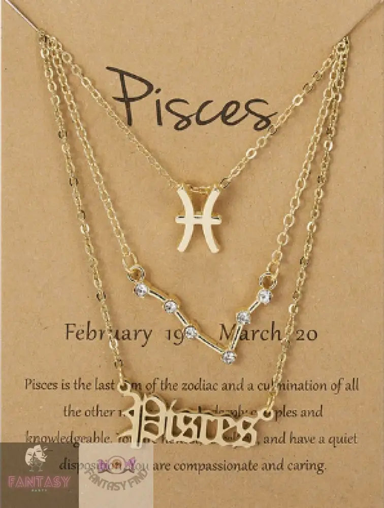 3Pcs Zodiac Sign Necklace For Women