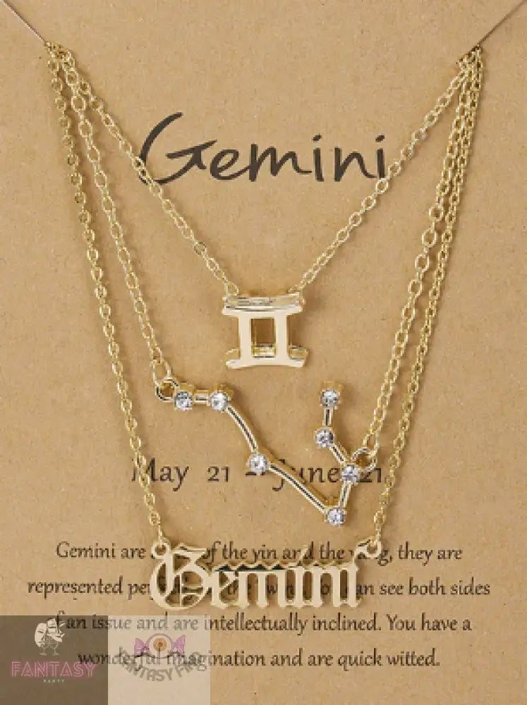 3Pcs Zodiac Sign Necklace For Women