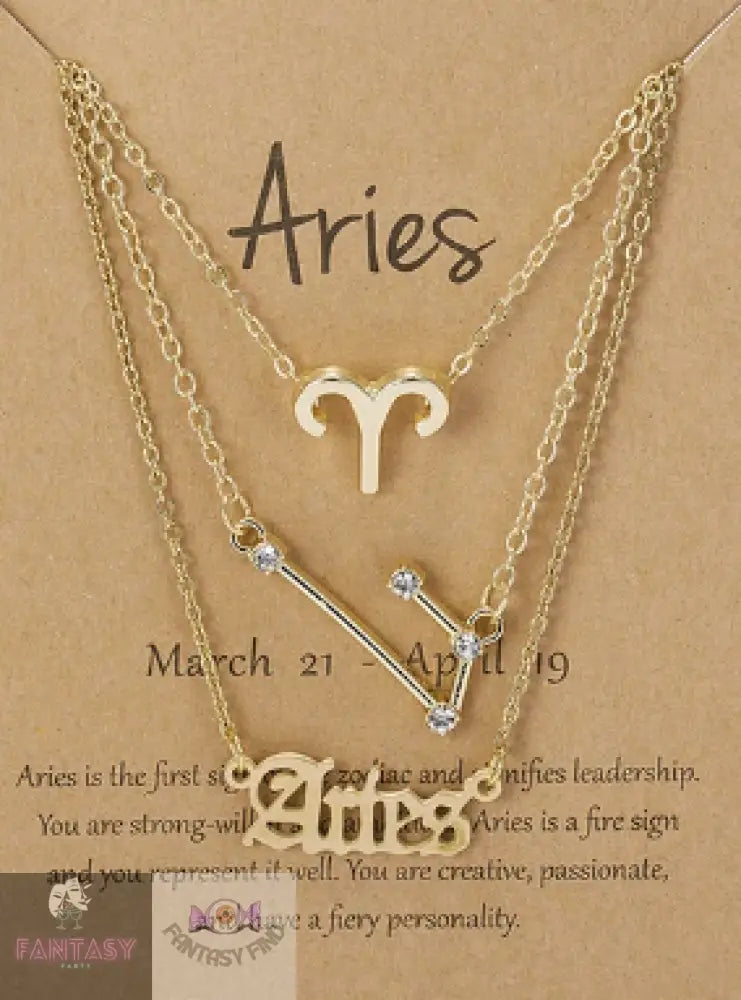 3Pcs Zodiac Sign Necklace For Women