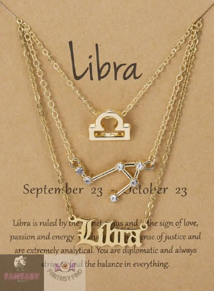 3Pcs Zodiac Sign Necklace For Women