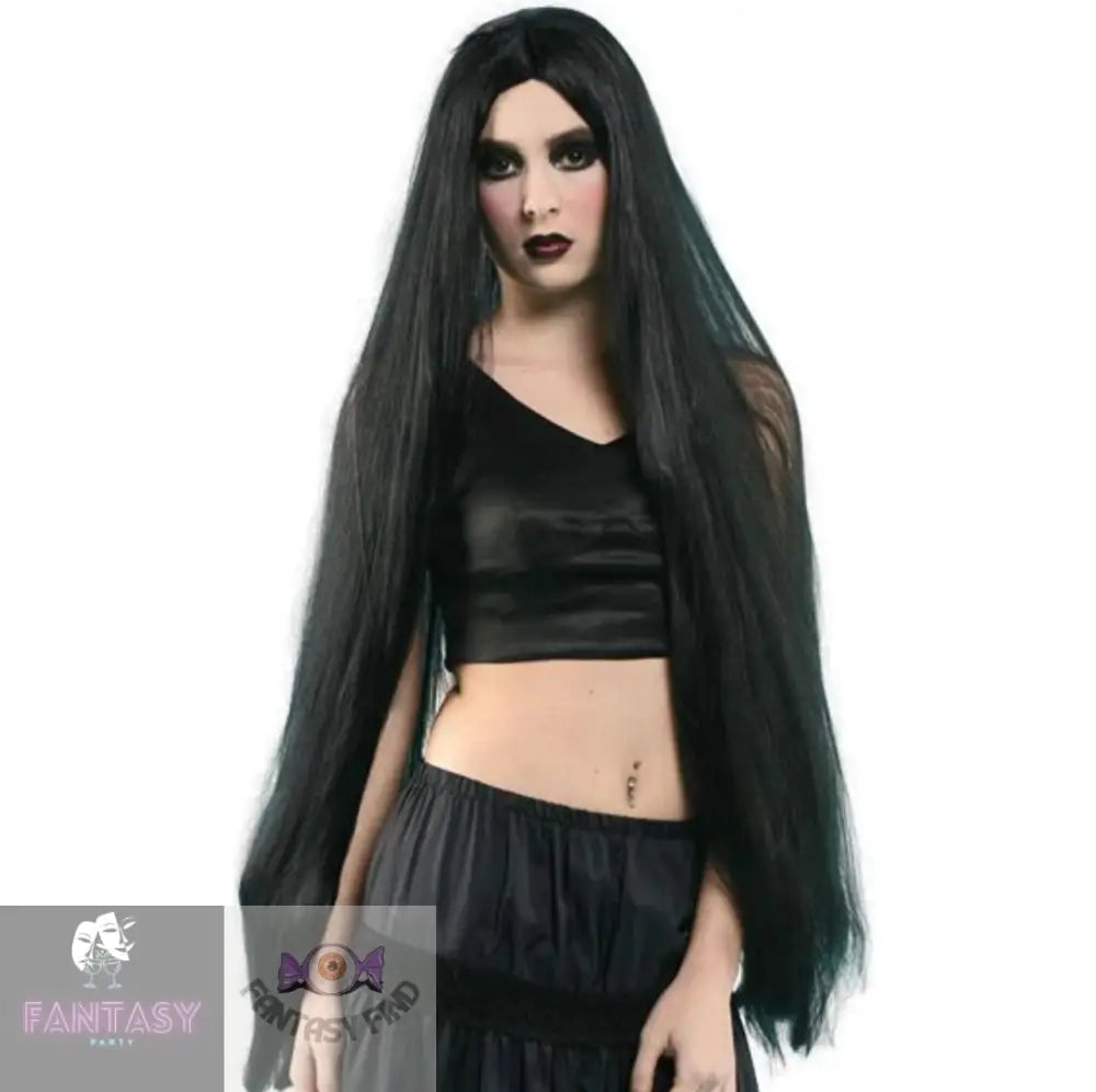 40” Long Wig - Black Morticia Addams