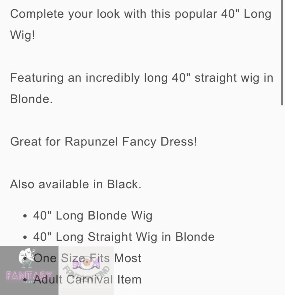 40” Long Wig - Blonde Rapunzel