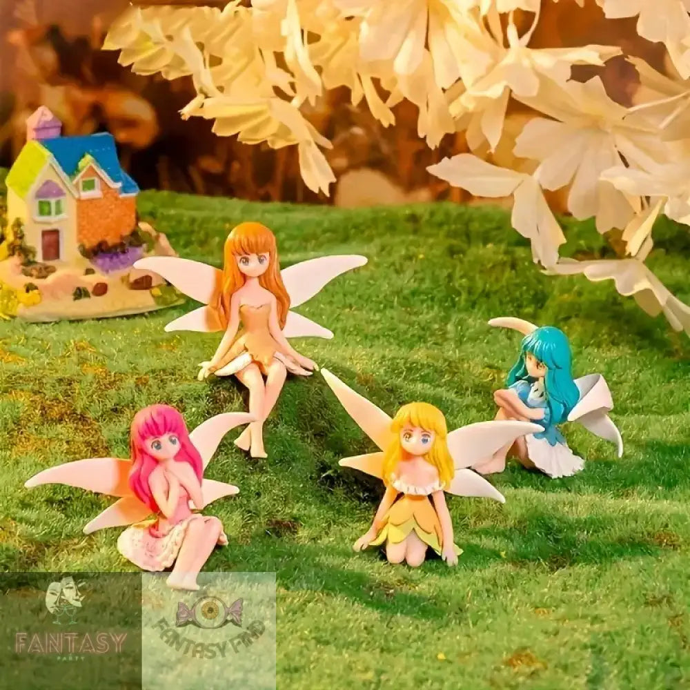 4Pcs Resin And Pvc Fairy Statues