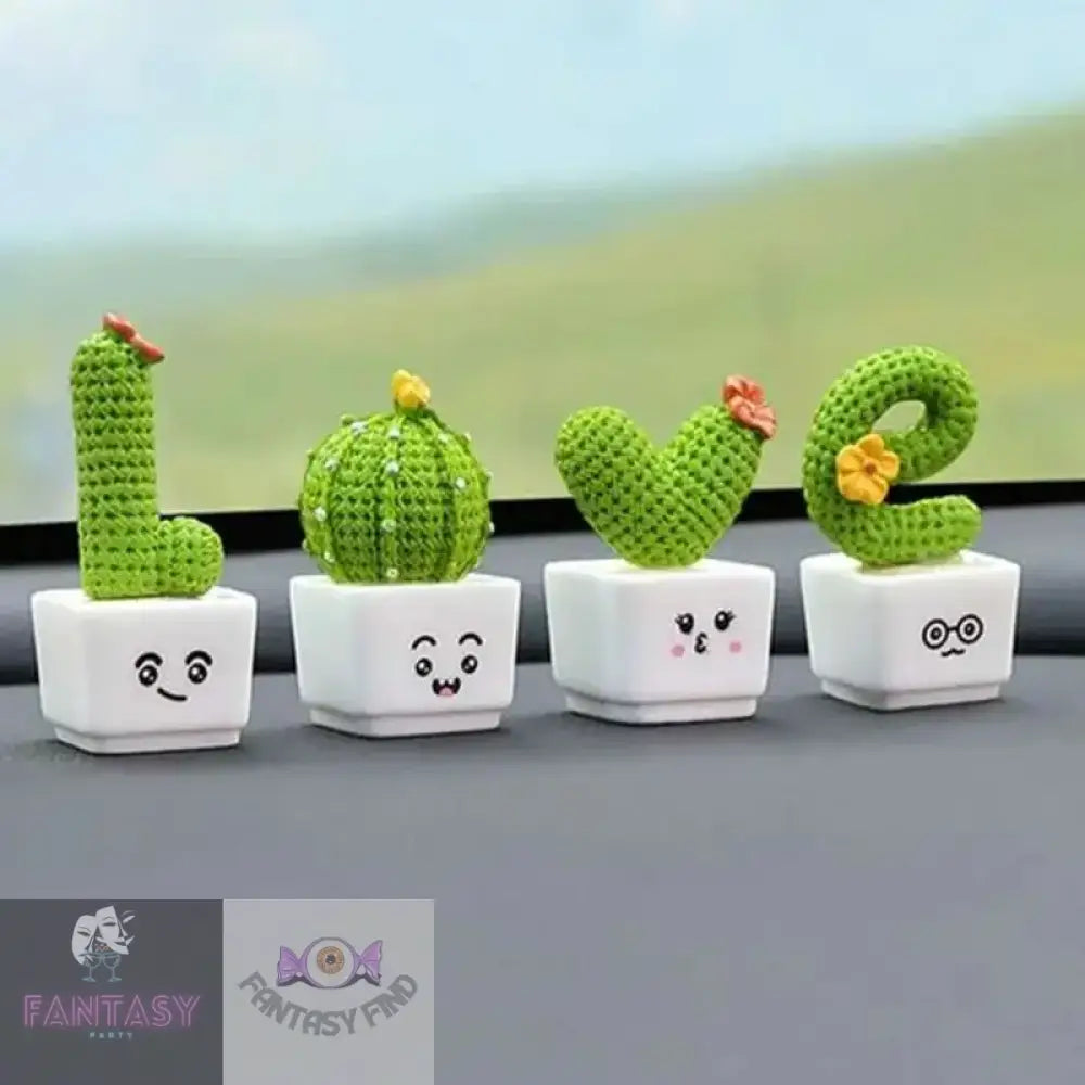 4Pcs/Set Miniature Resin Cactus Love Letter