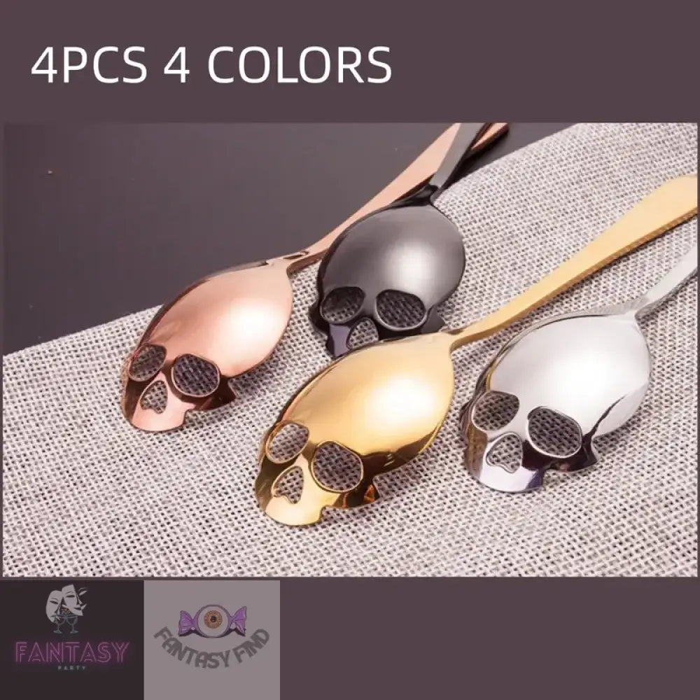 4Pcs Skull Sugar Spoon Cutlery Set