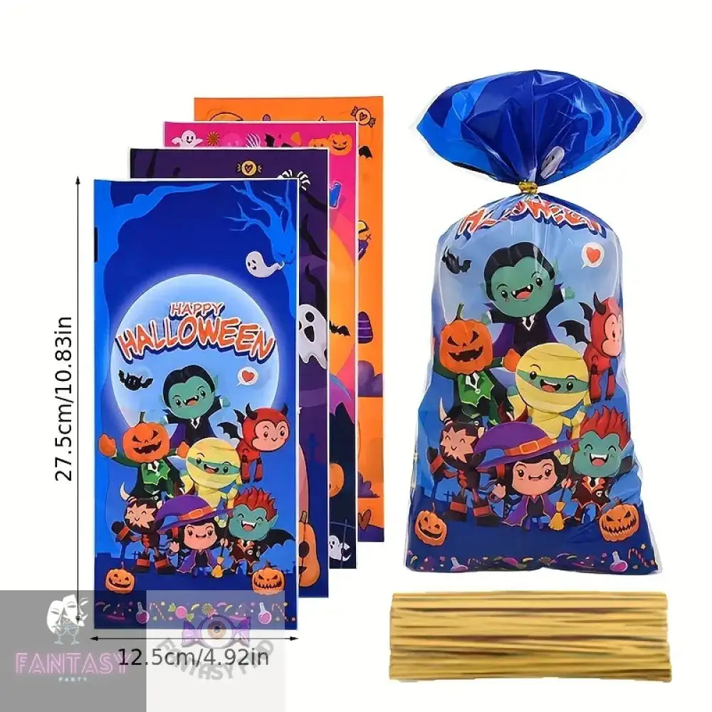 50 Pieces Of Halloween Themed Plastic Snack Bags - Random Design