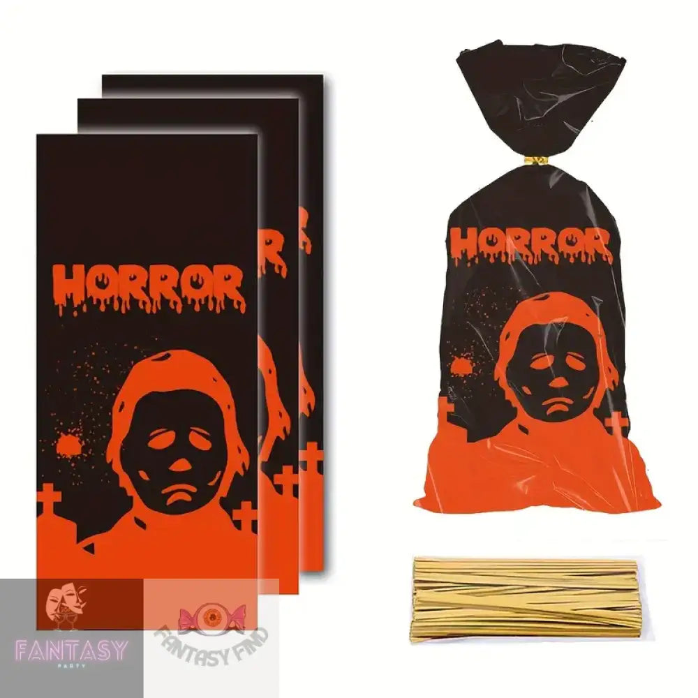 50 Pieces Of Halloween Themed Plastic Snack Bags - Random Design