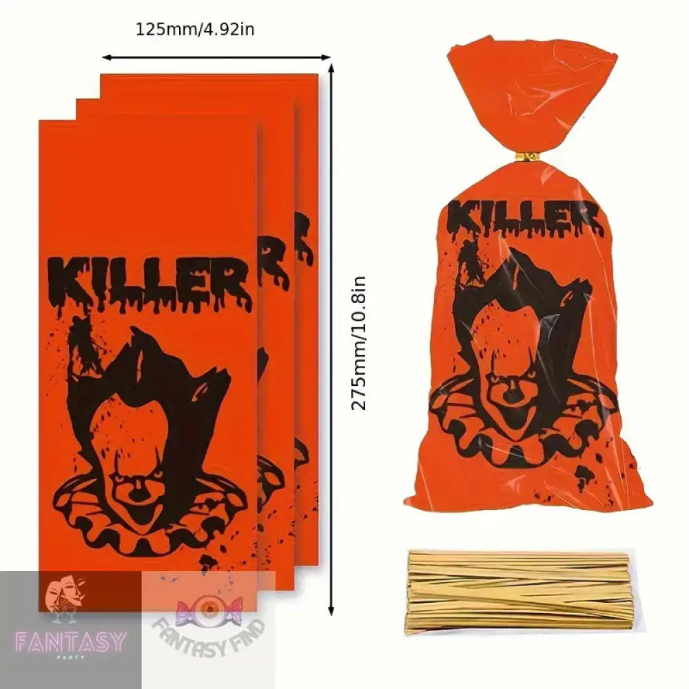 50 Pieces Of Halloween Themed Plastic Snack Bags - Random Design