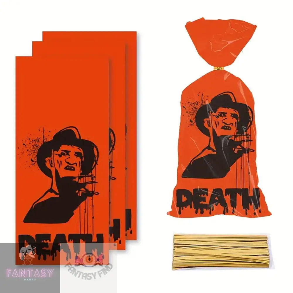 50 Pieces Of Halloween Themed Plastic Snack Bags - Random Design