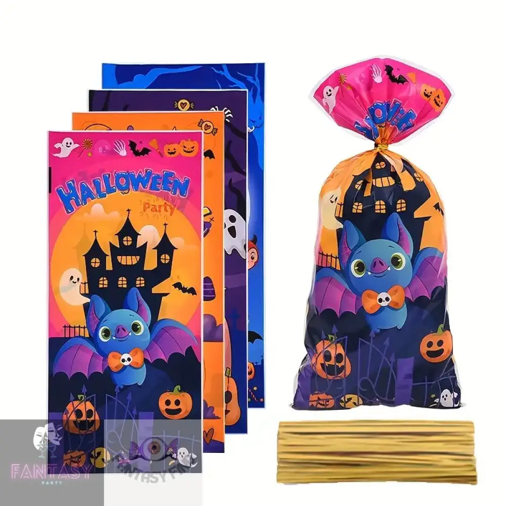 50 Pieces Of Halloween Themed Plastic Snack Bags - Random Design