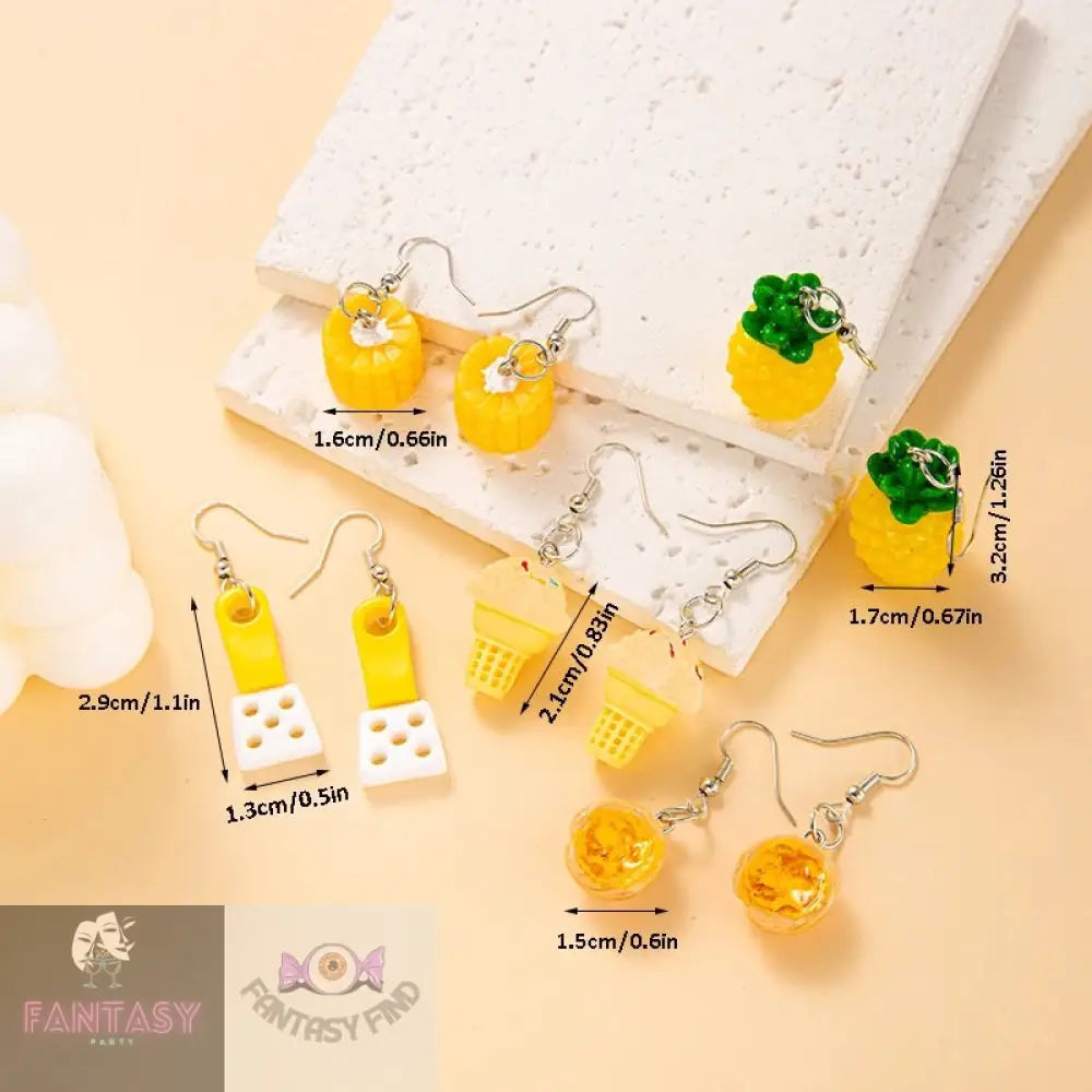 5Pairs Food Earrings